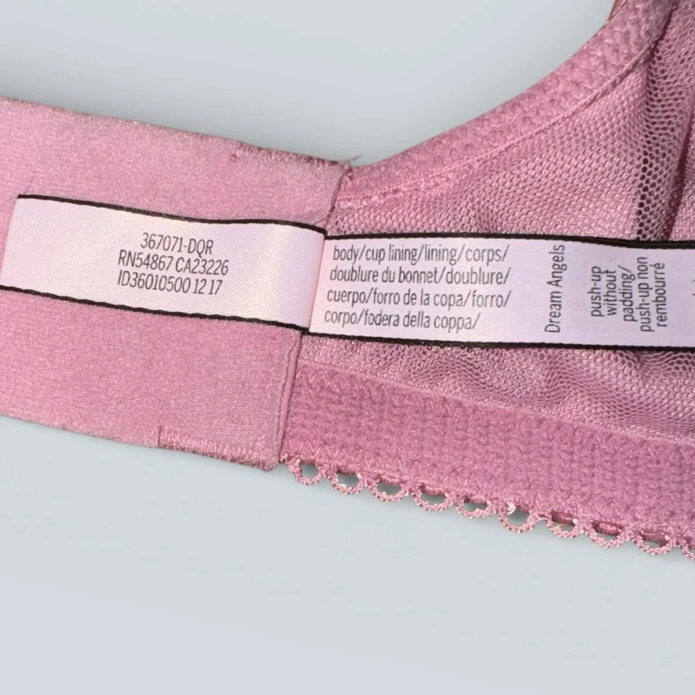 Victoria’s Secret Dream Angels Push Up Without Padding Lace Velvet Bra | Pink - Picture 6 of 6